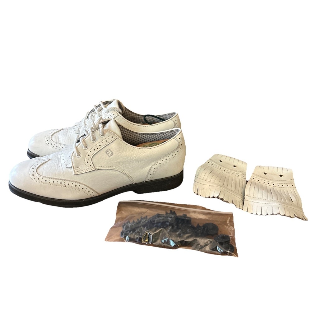 Womens FootJoy SoftJoys Terrains - White Wingtip Golf Spike Shoes - 8.5M 98355